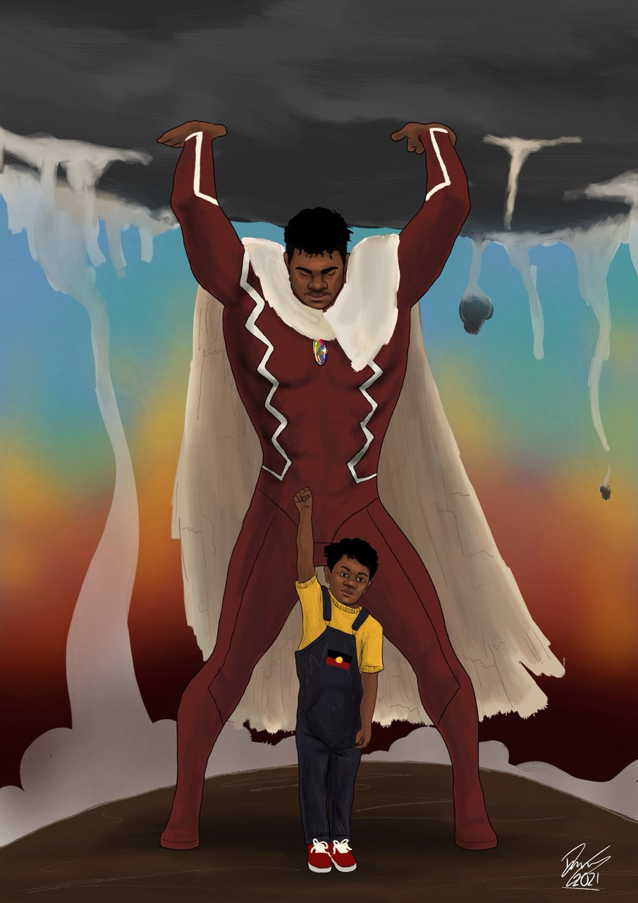 Dylan Mooney: Blak Superheroes series A3 poster