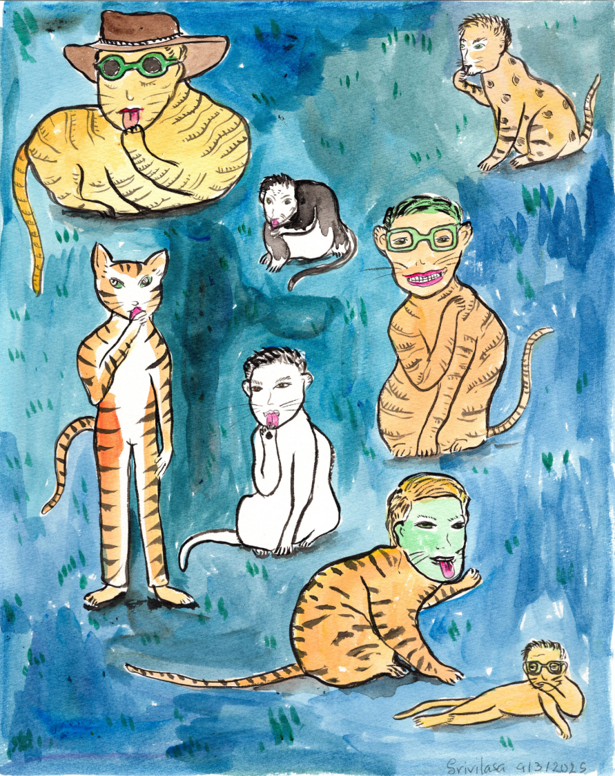 Vipoo Srivilasa, Self Portrait as Magic Cats, 2025