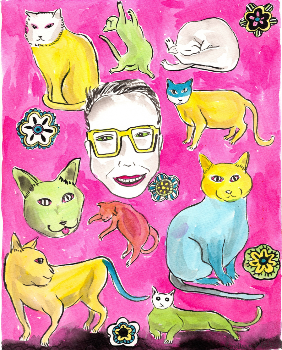 Vipoo Srivilasa, Self Portrait as a Crazy Cat Man with Glasses, 2025